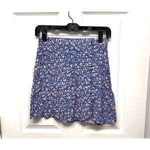 Madewell Blue Floral Skirt, Button Accents, Juniors, Women's Size 00